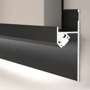 Double LED Skirting Profile with dark architectural finish and concealed downward lighting channel