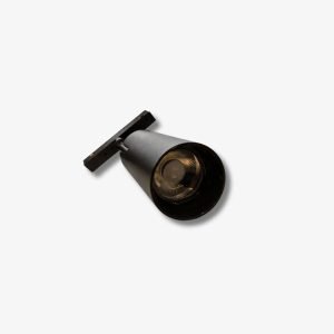 Linea Focus Adjustable 48V magnetic LED spotlight with black cylindrical body and recessed optical lens