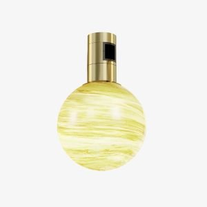 48V Marble Globe Magnetic Light with patterned spherical diffuser and brass-gold magnetic adapte