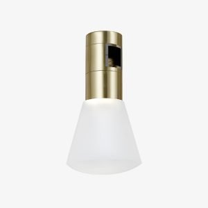 Opal Cone Magnetic Light with white tapered diffuser and gold 48V magnetic adapter