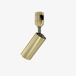 Brass Magnetic Spotlight with adjustable cylindrical head and gold 48V magnetic track adapter