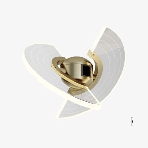 Wing Magnetic Light with curved illuminated panels and brass-gold 48V magnetic adapter