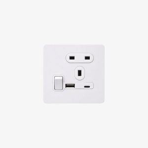 Titanium Silver Single UK Socket with USB Charging Hub