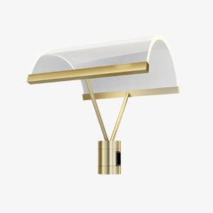 Mesh Canopy Magnetic Light with curved white panels, illuminated edges and gold 48V magnetic adapter
