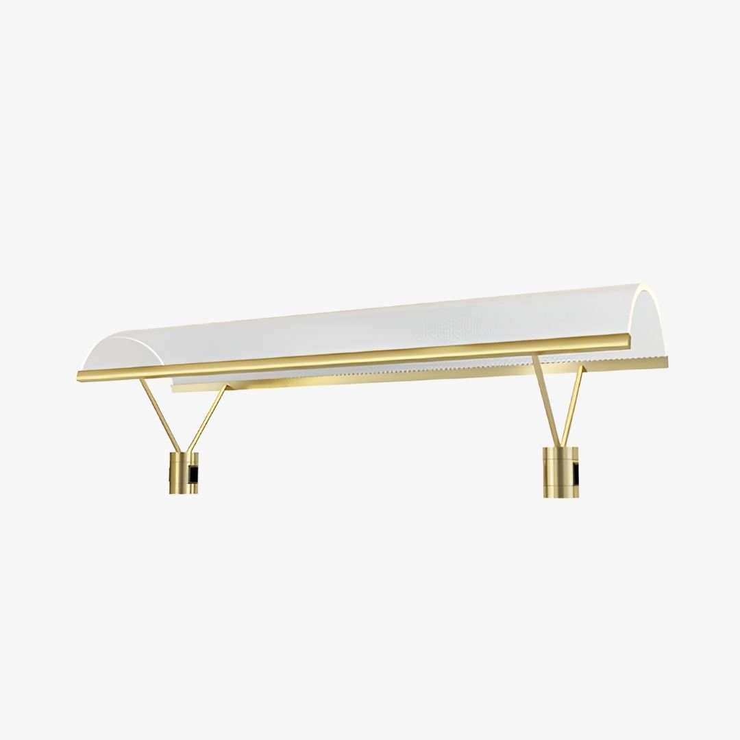 Arc Canopy Magnetic Light with curved white diffuser, dual supports and brass-gold 48V magnetic adapters