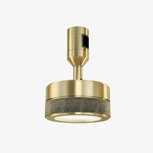 Mesh Drum Magnetic Light with textured band, circular diffuser and brass-gold 48V magnetic adapter