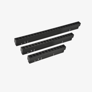 Linea Grille Linear 48V magnetic multi-lens LED lights in three lengths with recessed black optics