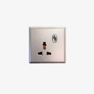 Titanium Silver Universal Wall Socket with Toggle Switch