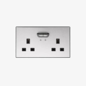 Titanium Silver Dual UK Socket with Soft-Touch Switches