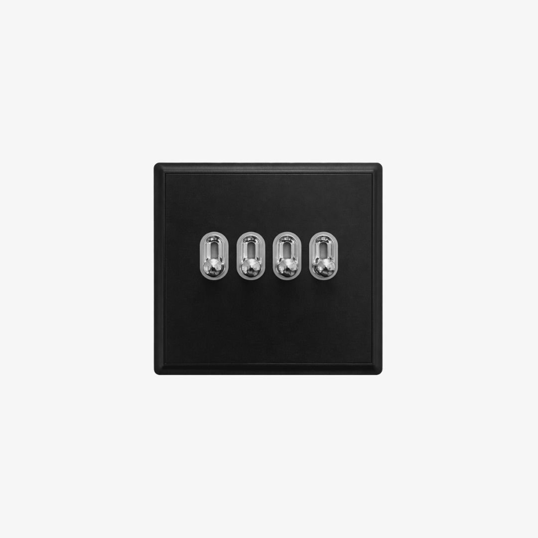 Luna 4-Gang Toggle Switch – Piano Black