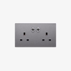 13A Double Gang Switched Socket with Metal Toggle Switches
