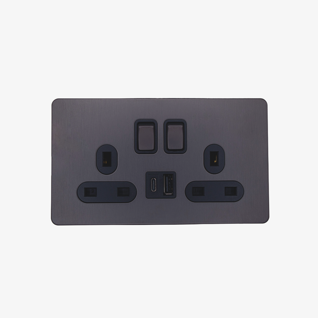 13A Double Gang Switched Socket with USB-A & USB-C Ports