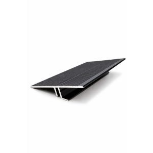 Floor Transition Profile with black textured upper surface and T-shaped central fixing section