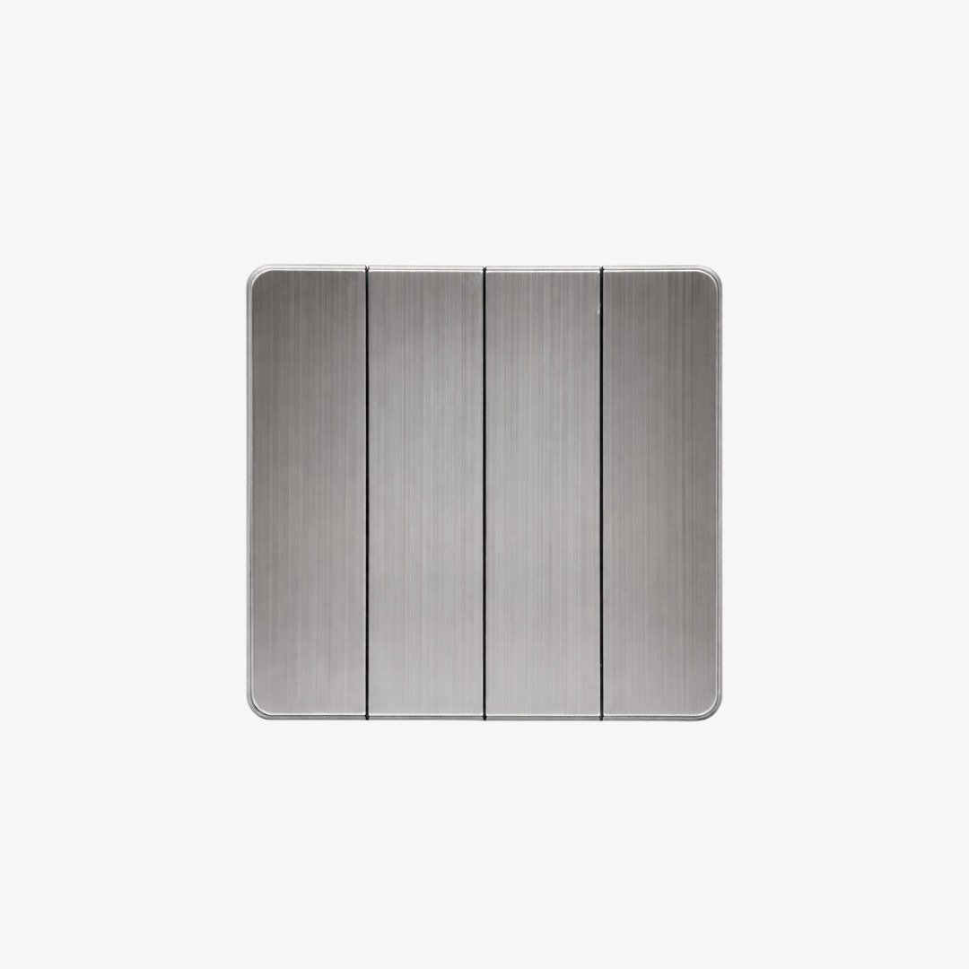 4-Gang Light Switch – Brushed Silver Finish