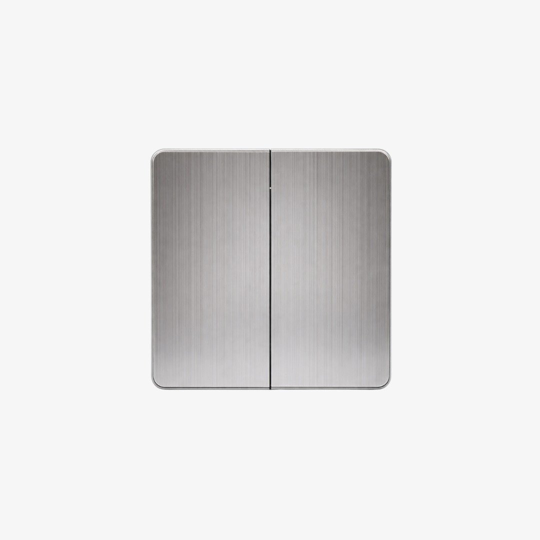 2-Gang Way Light Switch – Brushed Silver Finish