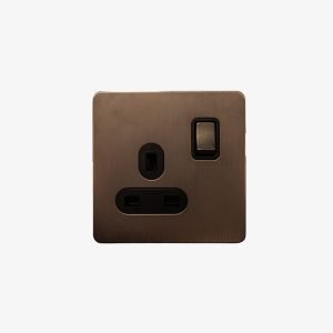 1 Gang 13A Switched Socket – Bronze Finish