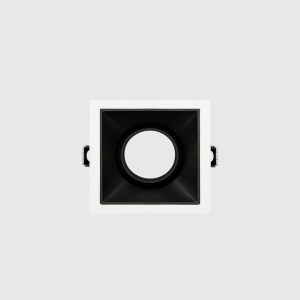 Square Anti-Glare Downlight with deep black circular optic and clean white recessed trim