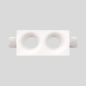 Double Trimless Downlight with two circular recessed openings and white plaster-in frame