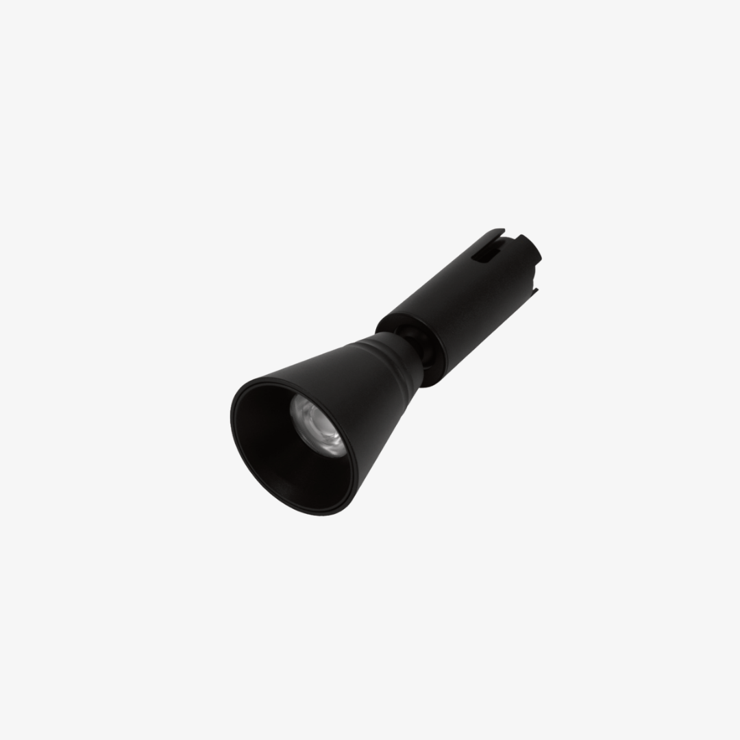 Magnetic track spotlight with adjustable black cone reflector for 48V lighting system
