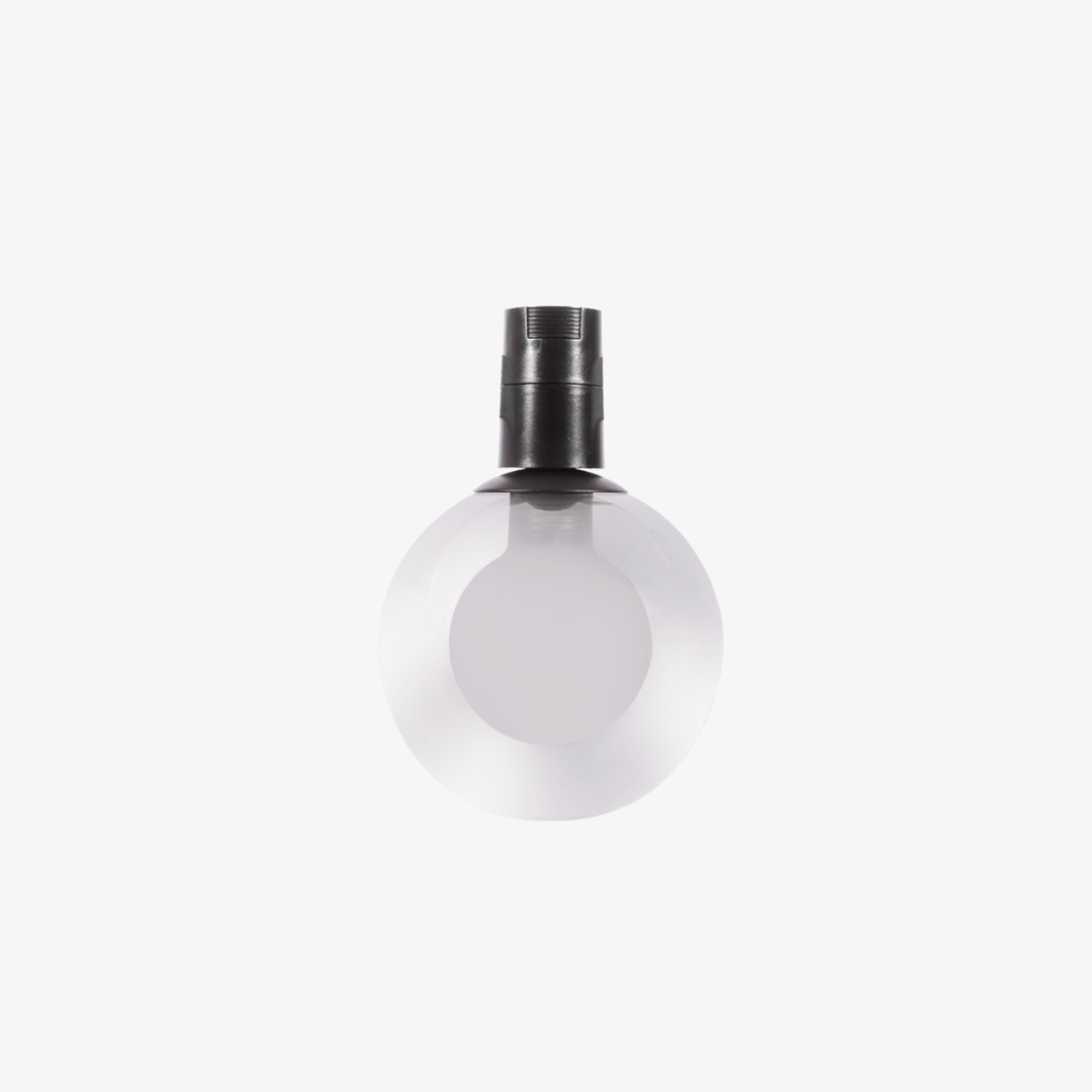 48V magnetic double-glass globe LED track light with clear outer shade and frosted inner diffuser