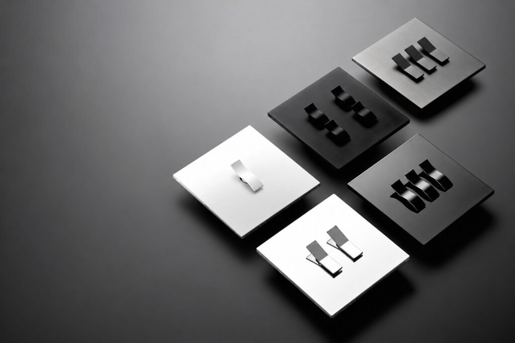 Modern black and silver smart light switches with premium wall control design