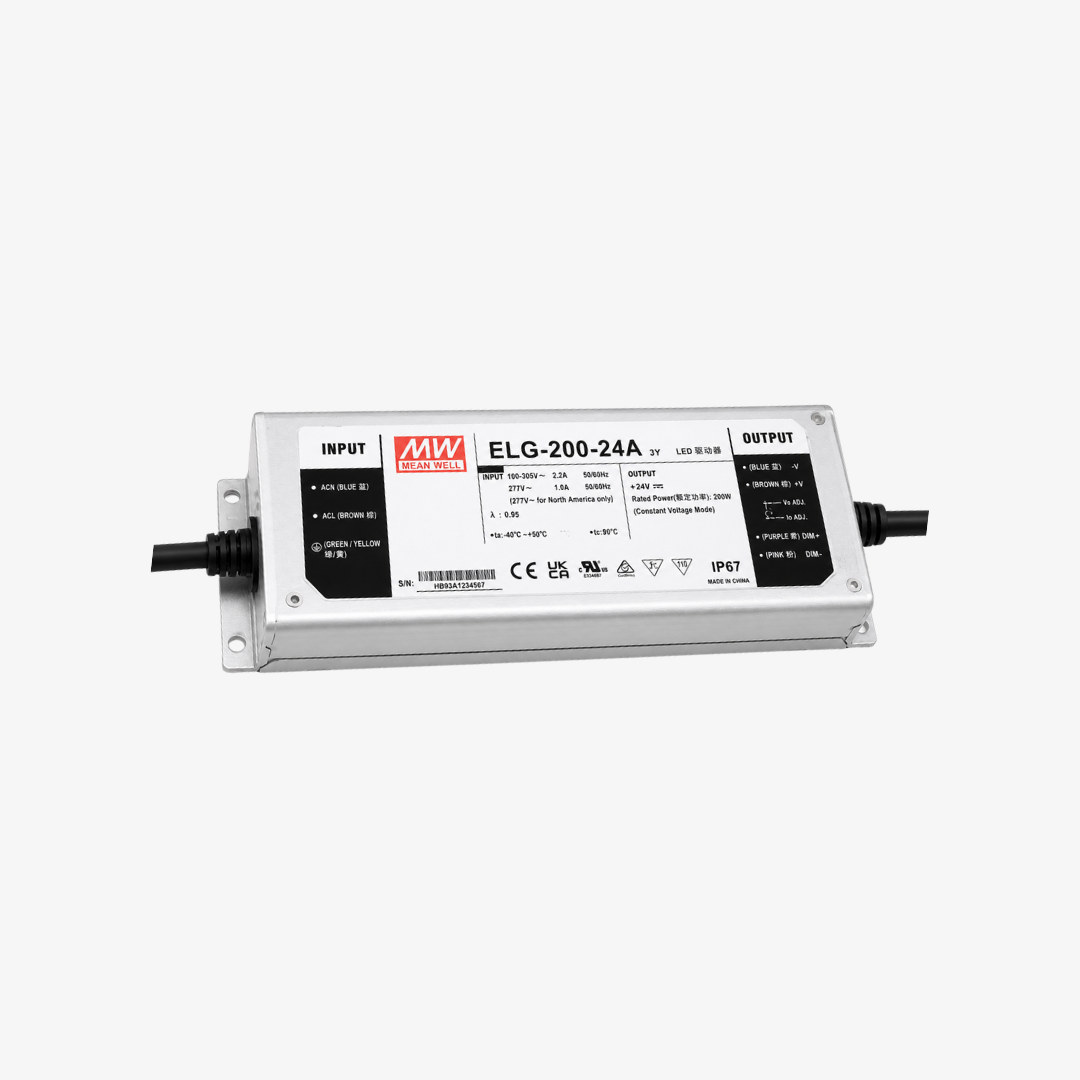 ELG-200 LED Driver in a metal enclosure for professional LED lighting