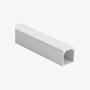 Anodised aluminium LED profile with diffused PC cover for surface or recessed linear lighting installation.